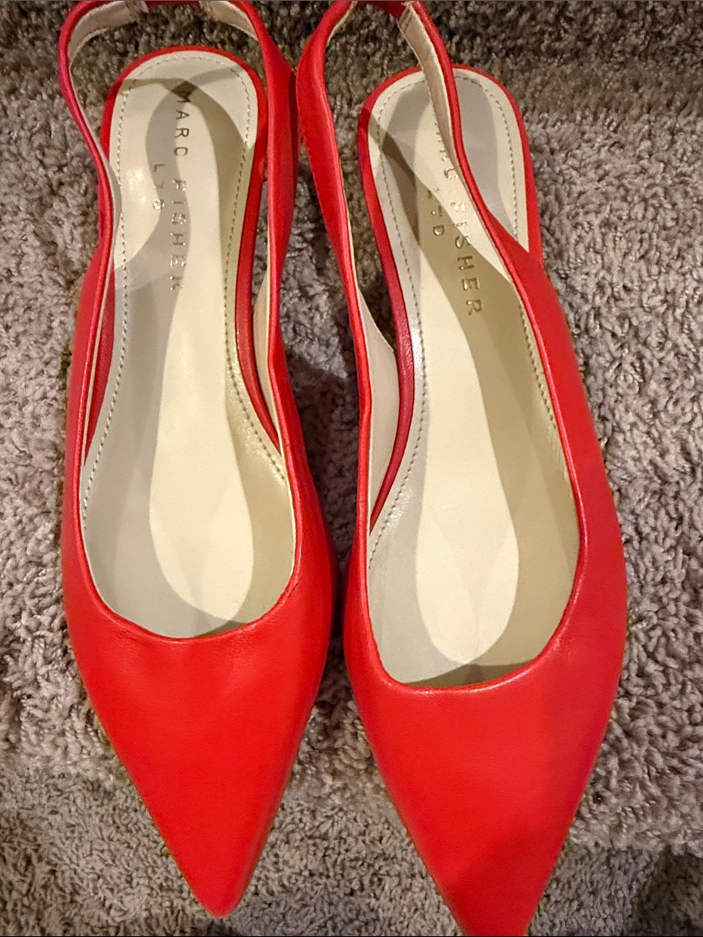 Marc Fisher Red Pointed Slingback Flats